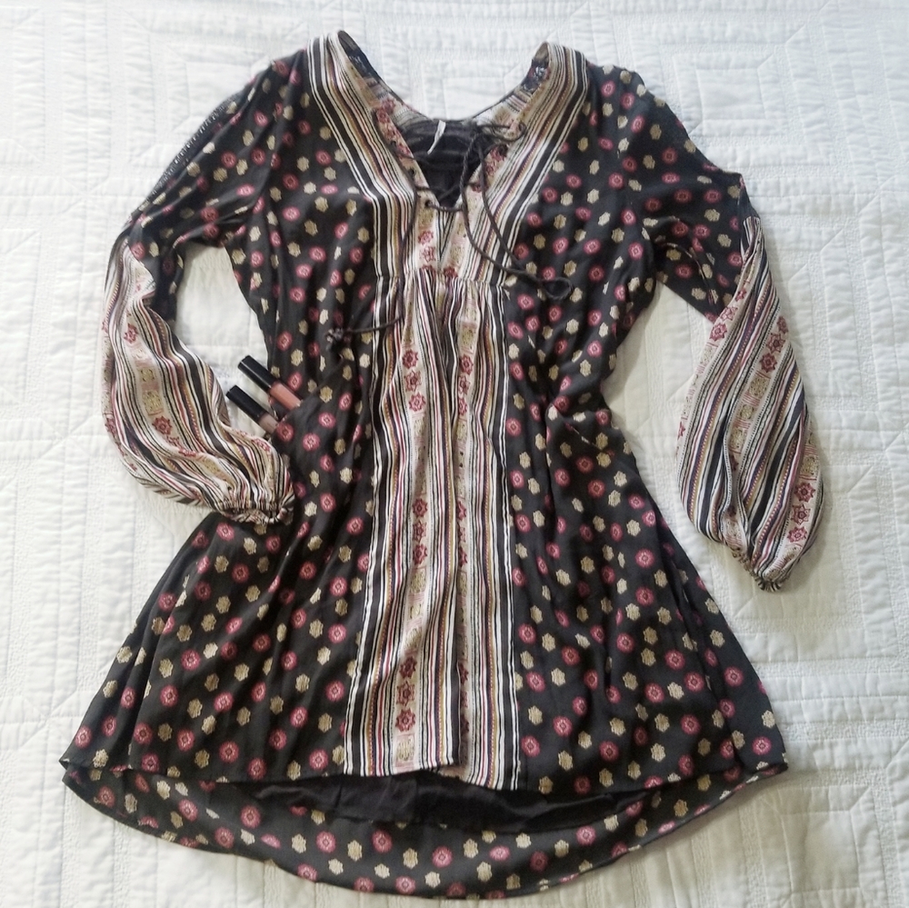 Free People short flowy patterned boho dress S
